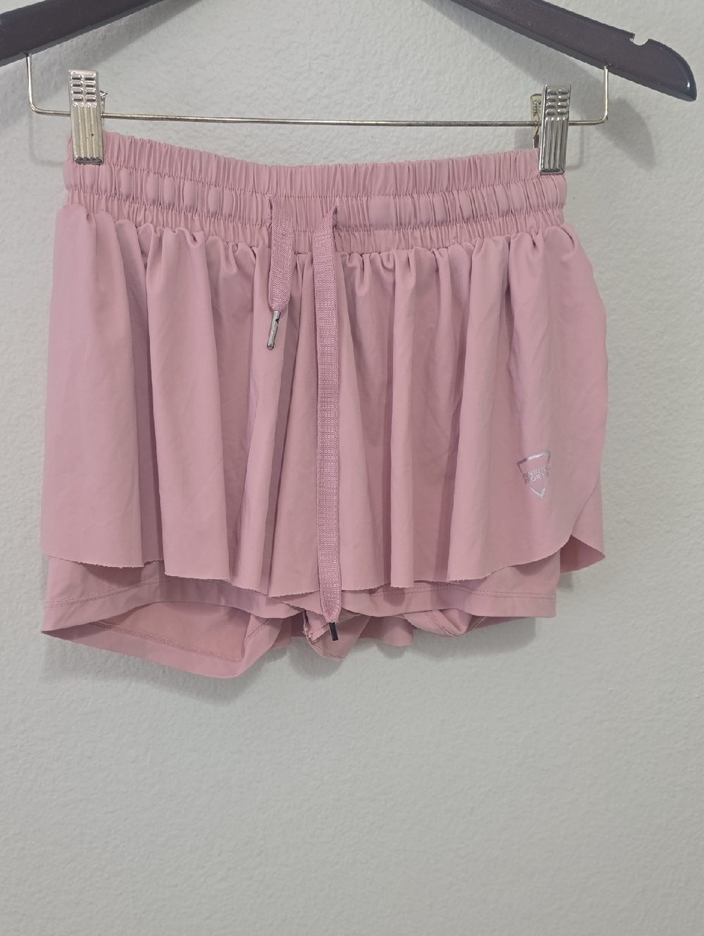 Layered Pink Athletic Running Shorts with Inner Liner S